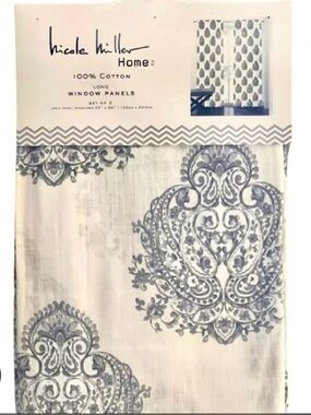 Nicole Miller Cotton Window Panels Sage Paisley 4 panels- 52x83Ea
